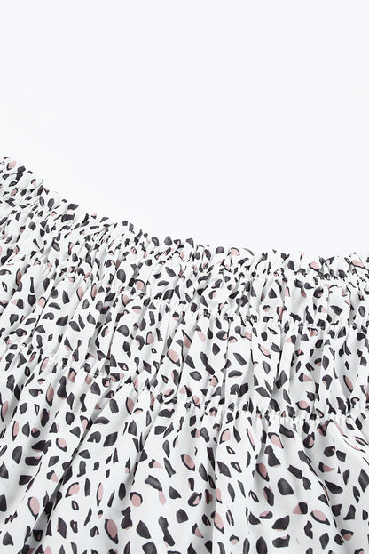 Blusa con hombros descubiertos y talla grande con manchas de guepardo