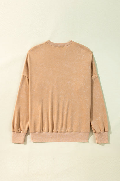 Khaki Loose Leopard Rugby Football GAME DAY Graphic Sweatshirt