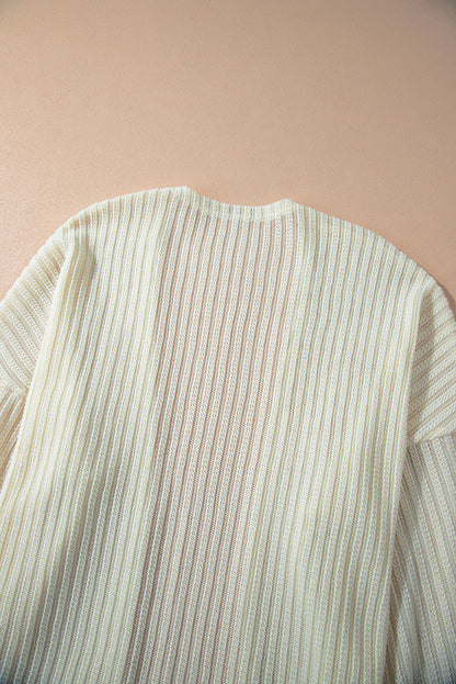 Kimono ouvert à manches lanternes texturées beiges