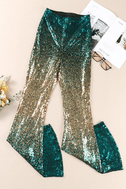Green Black&Gold Gradient Sequined Pants