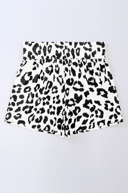 White Leopard High Waisted Athletic Shorts
