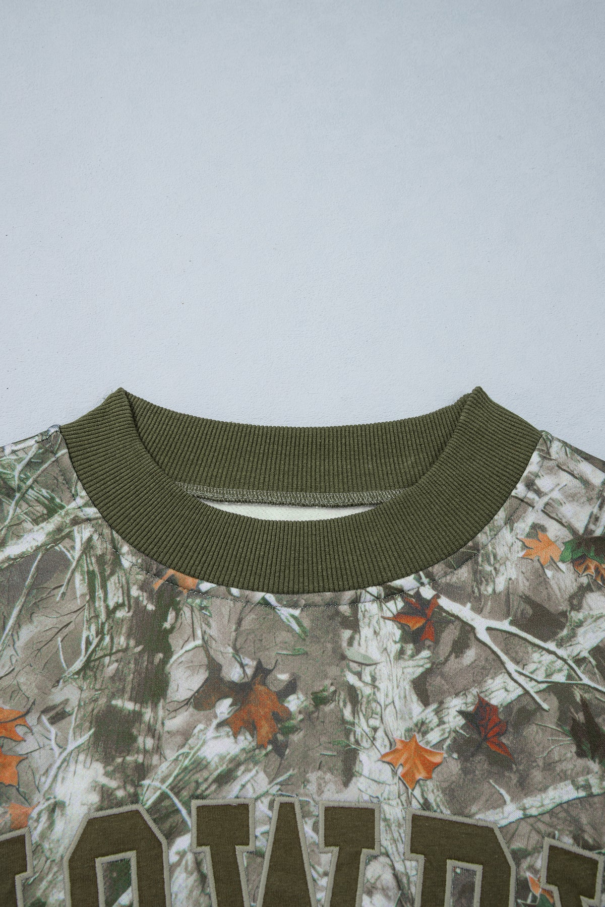 Green Western Camo/Mallard Letter Print Baggy Pullover Sweatshirt