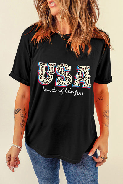 T-shirt graphique Black Leopard UAS, terre de la liberté
