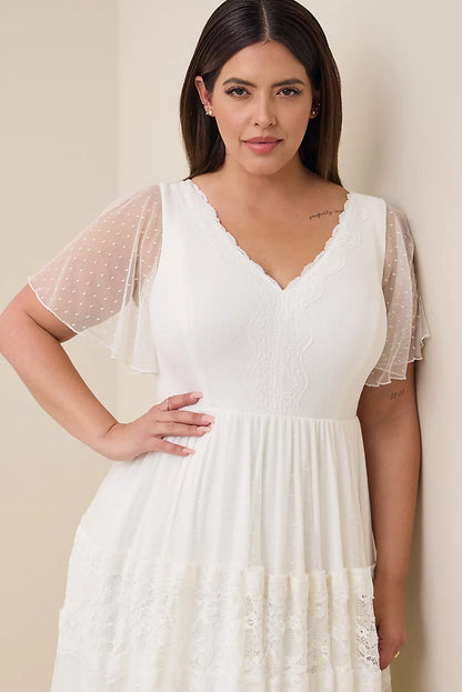 Plus Size Lace A-line Boho Wedding Dress