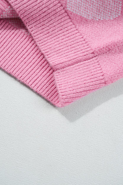 Pull ras du cou rose à imprimé cœur perlé pour la Saint-Valentin