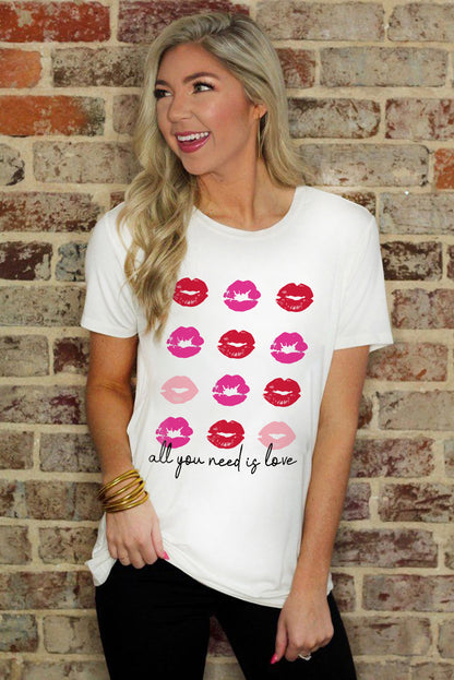 all you need is love Valentines Kisses Graphic Tee