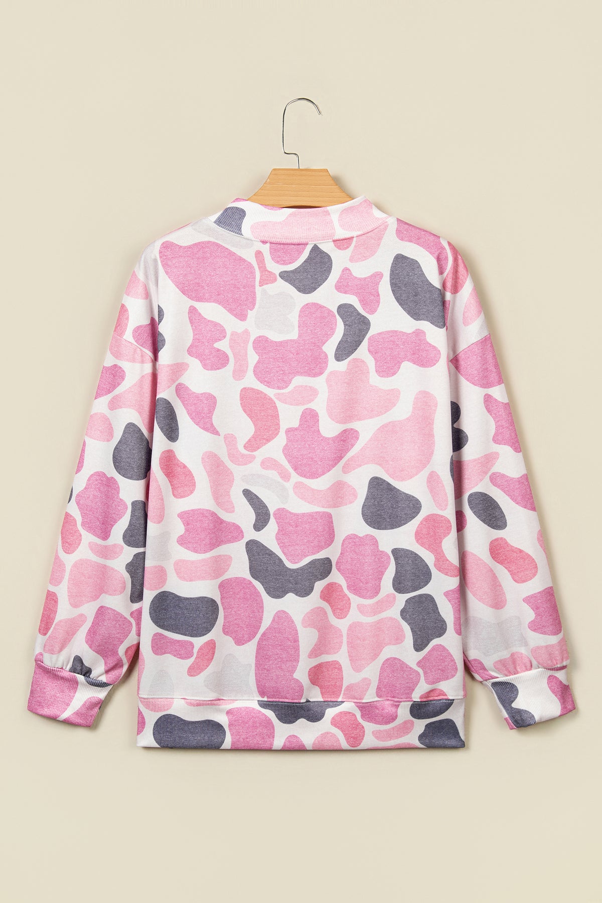 Pink Camo Print Howdy Western Style Baggy Pullover Sweatshirt