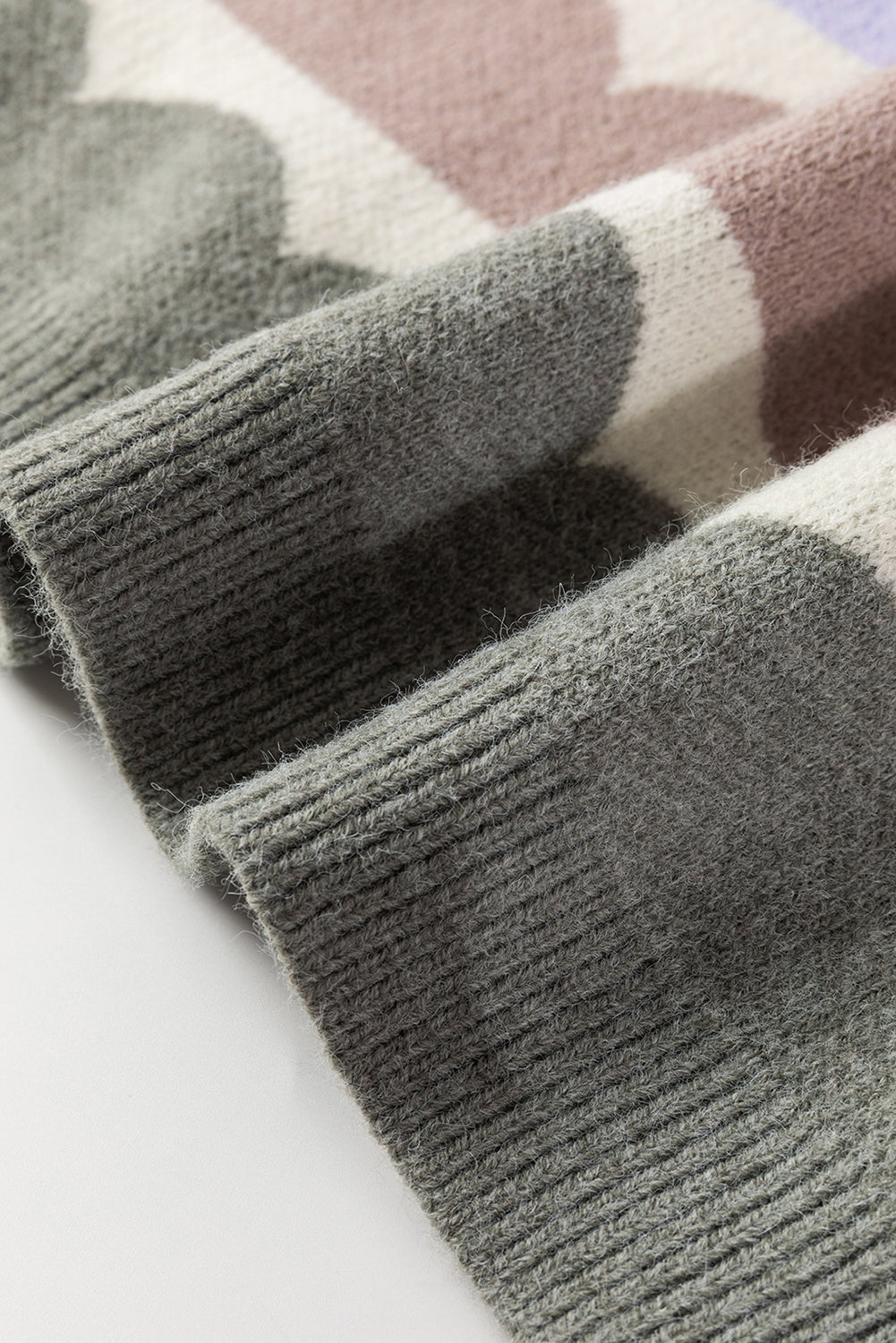 Pull rayé à manches ballon et épaules tombantes gris ondulé