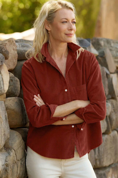 Clay Adjustable Cuff Long Sleeve Corduroy Shirt