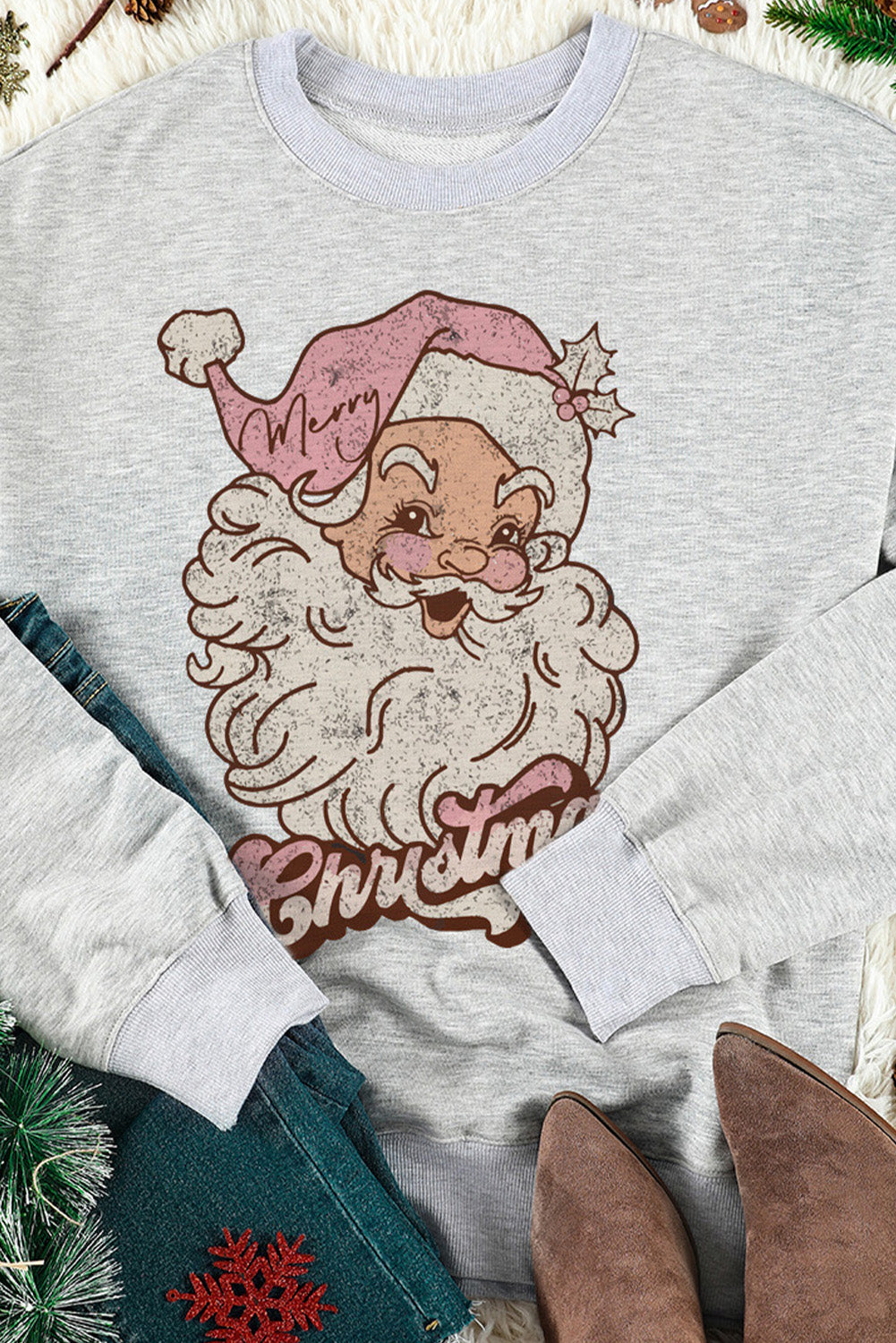 Sweat-shirt brodé Père Noël