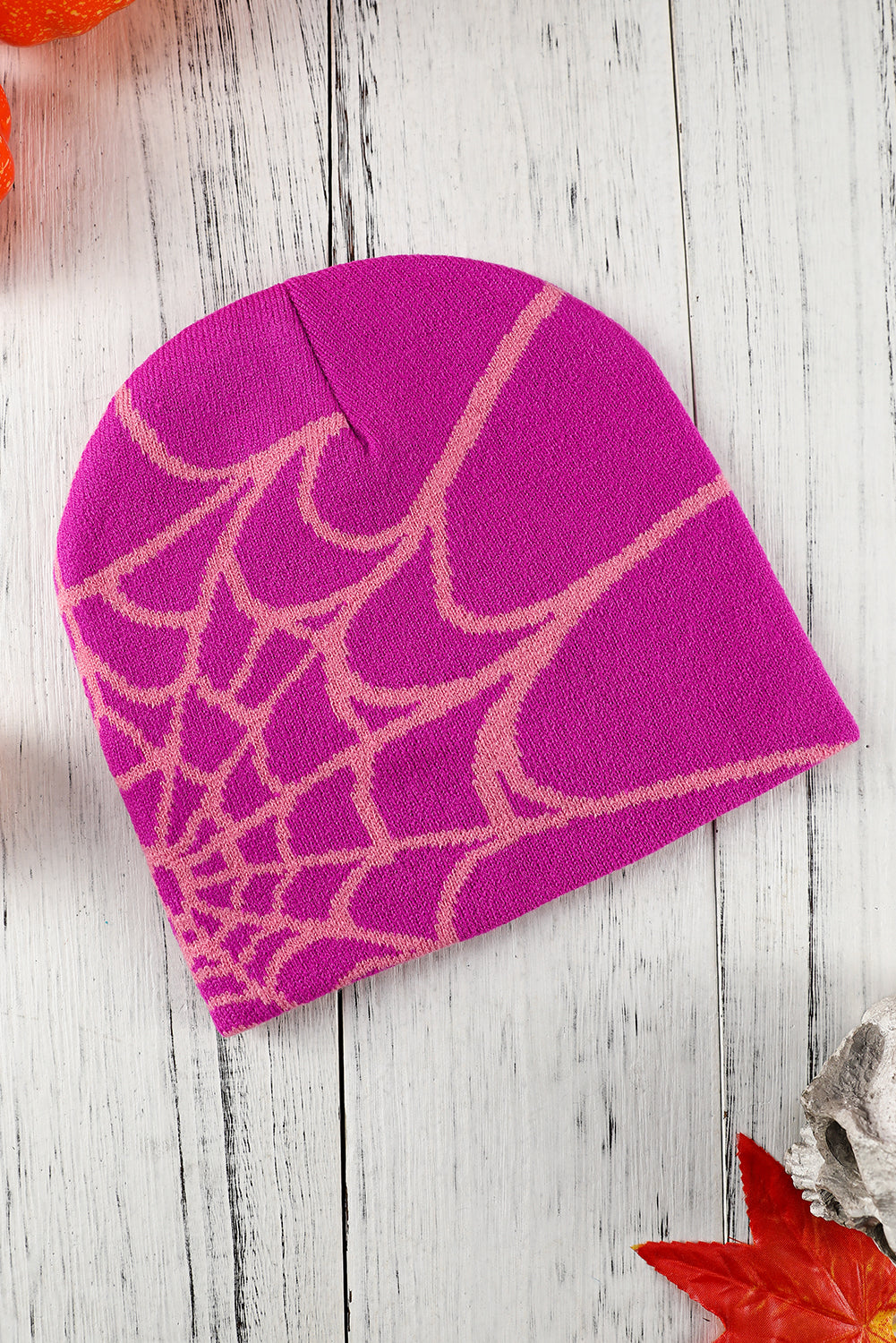 Black Halloween Cobweb Pattern Woolen Hat