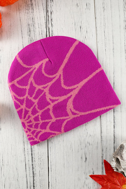 Black Halloween Cobweb Pattern Woolen Hat