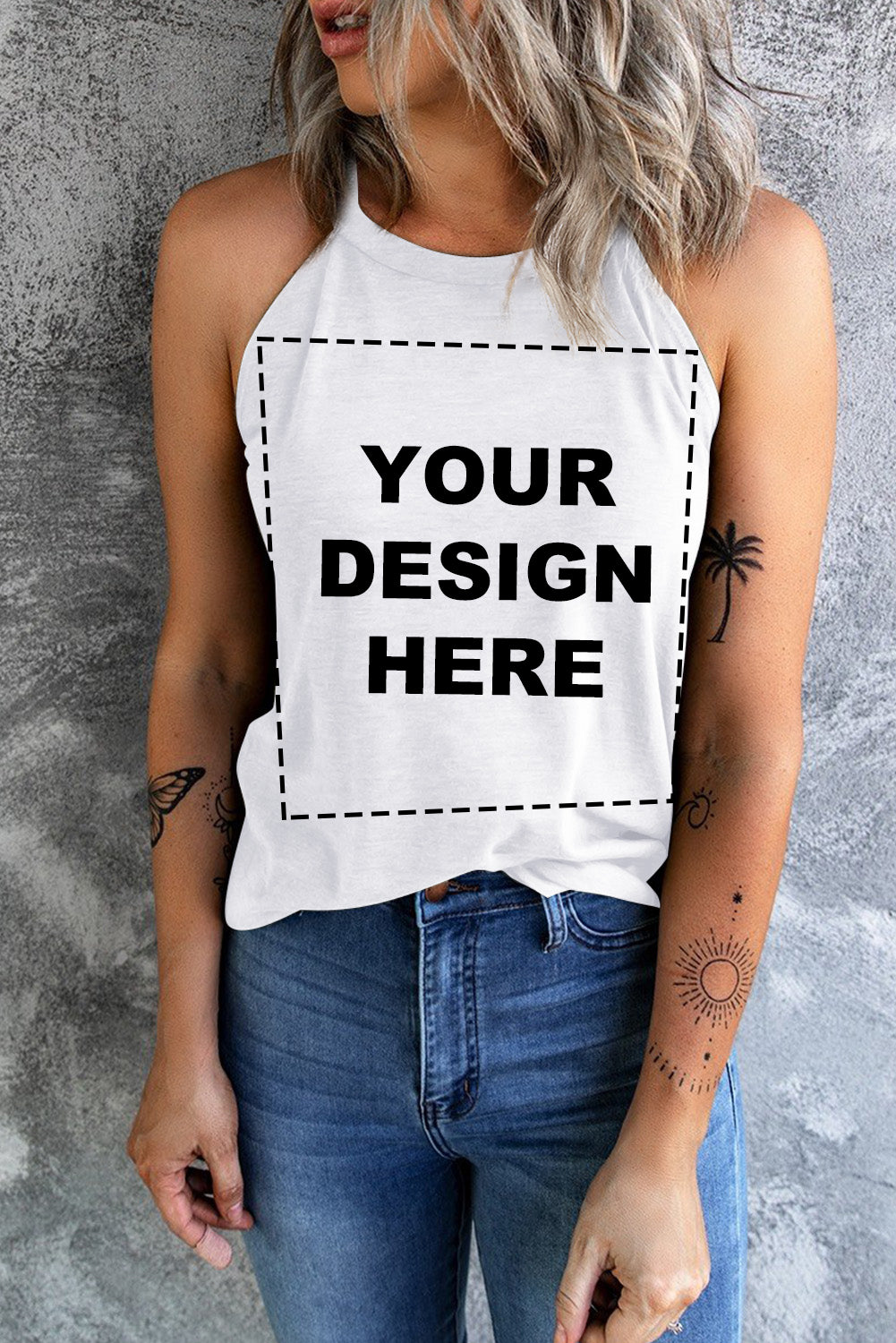 Solid Color Crew Neck Tank Top