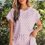 Purple Polka Dot Print Short Set