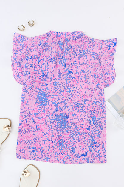 Haut à lacets et volants à imprimé léopard 