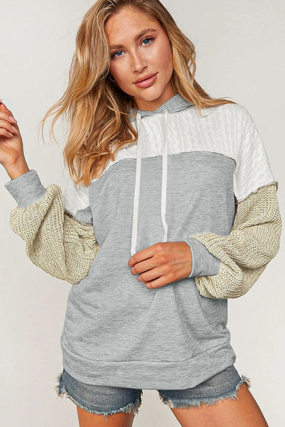 Sweat à capuche patchwork gris colorblock 