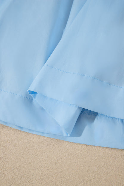 Sky Blue Stripe Slim Tank Contrast Ruffle Mini Skort Set