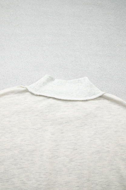 Gray High Neck Polka Dot Slogan Printed Baggy Sweatshirt