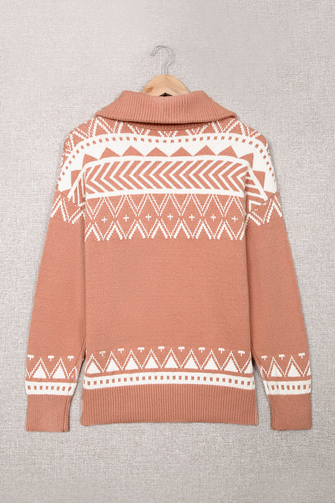 Geometry Knit Quarter Zip Sweater