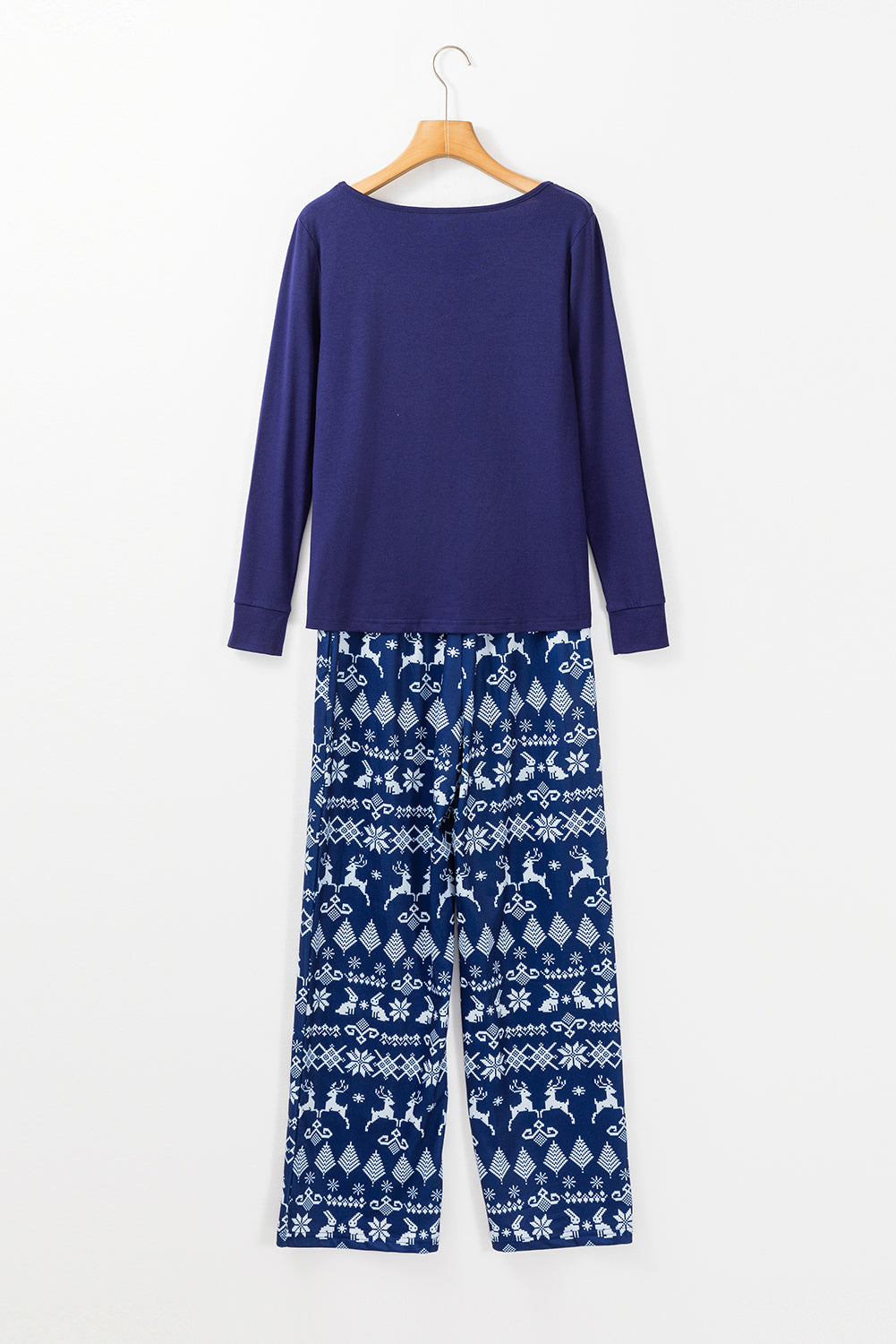 Ensemble deux pièces haut bleu uni et pantalon de Noël