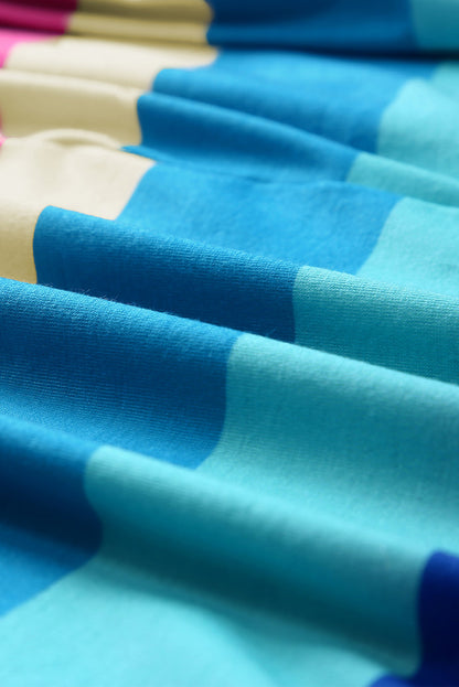 Robe longue à rayures multicolores et bretelles à nœud papillon