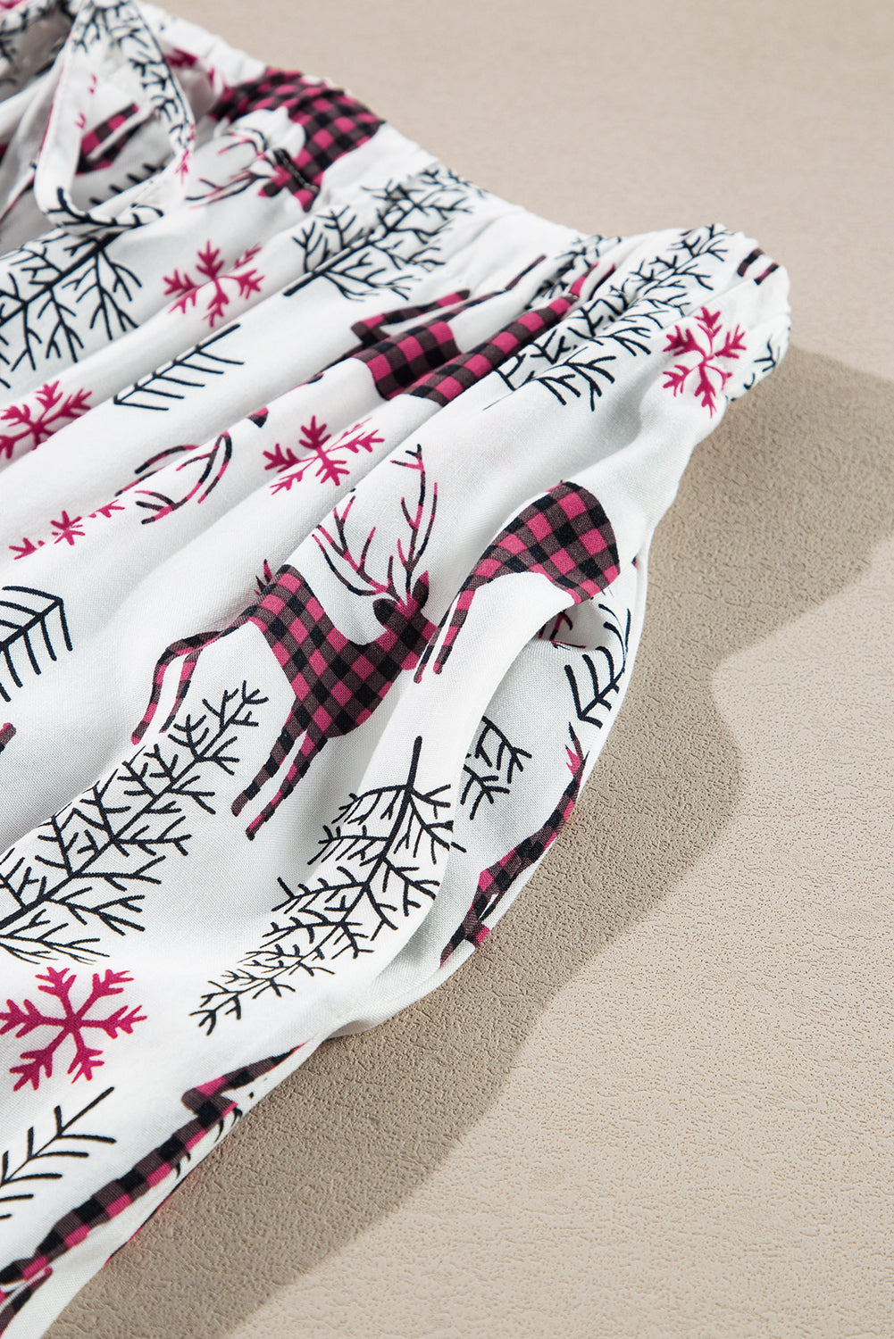 Ensemble pyjama blanc imprimé Noël avec chemise et pantalon