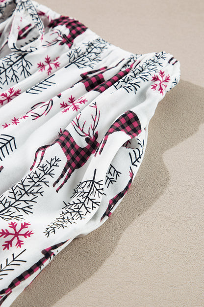 Ensemble pyjama blanc imprimé Noël avec chemise et pantalon