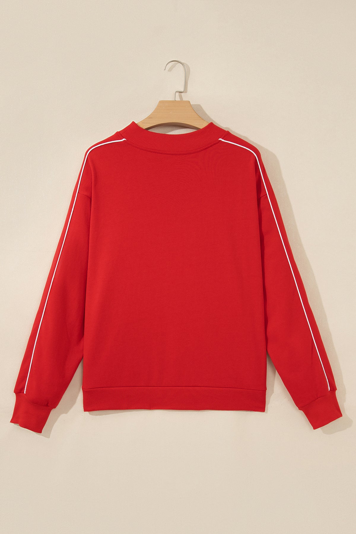 Fiery Red Stand Neck Long Sleeve Regular Fit Sweatshirt