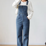 Dark Blue Retro Bib Pocket Buckle Straps Casual Denim Jumpsuit