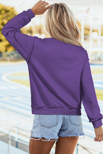 Tillandsia Purple Oversize Drop Shoulder Reversible Mock Neck Sweatshirt