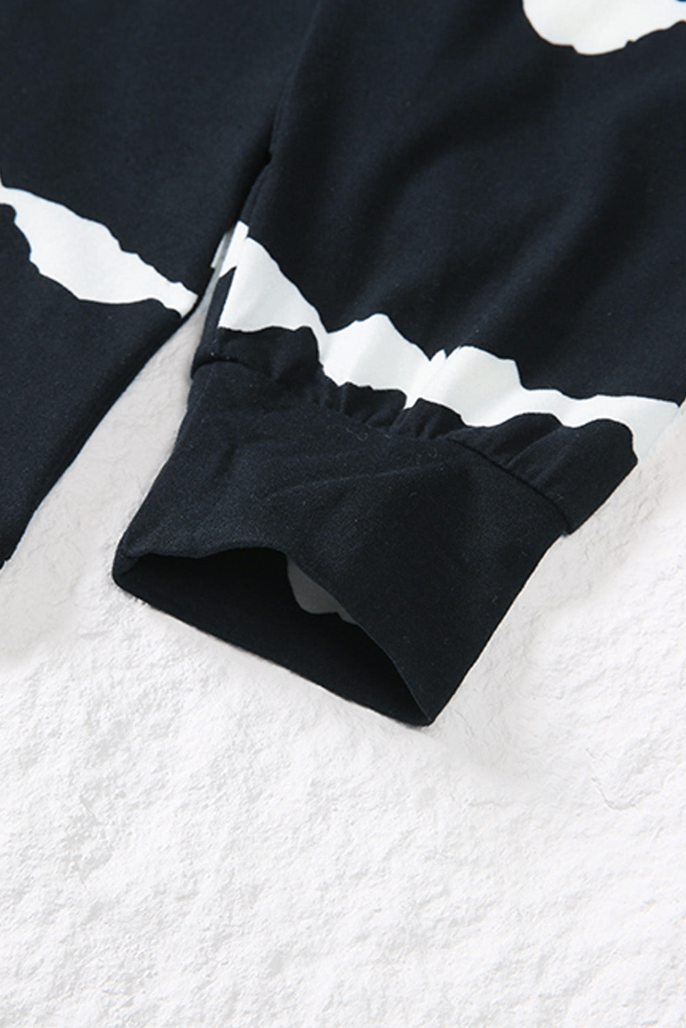 Sudadera con capucha de manga larga con botones y cordón a rayas