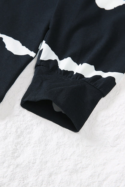 Sudadera con capucha de manga larga con botones y cordón a rayas