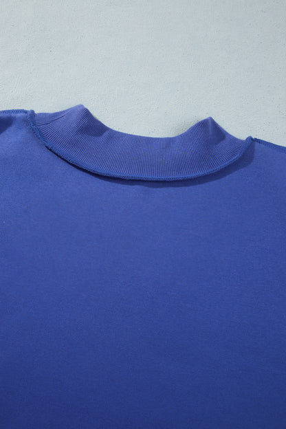 Dark Blue Exposed Seam Detail Reversible Double Wear Plus Size Sweatshirt