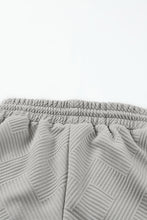 2pcs Solid Textured Drawstring Shorts Set