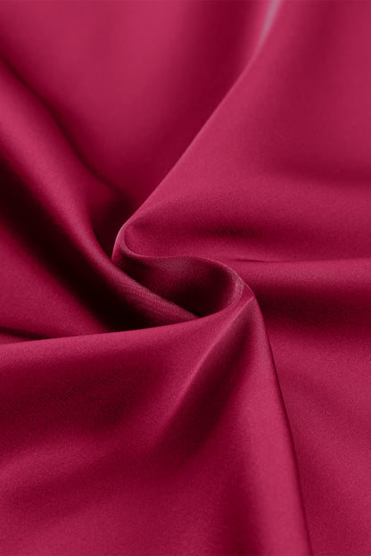 Ruched Puff Short Sleeve Satin Blouse