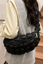 Black Nylon Leisure Style Puffy Crossbody Bag