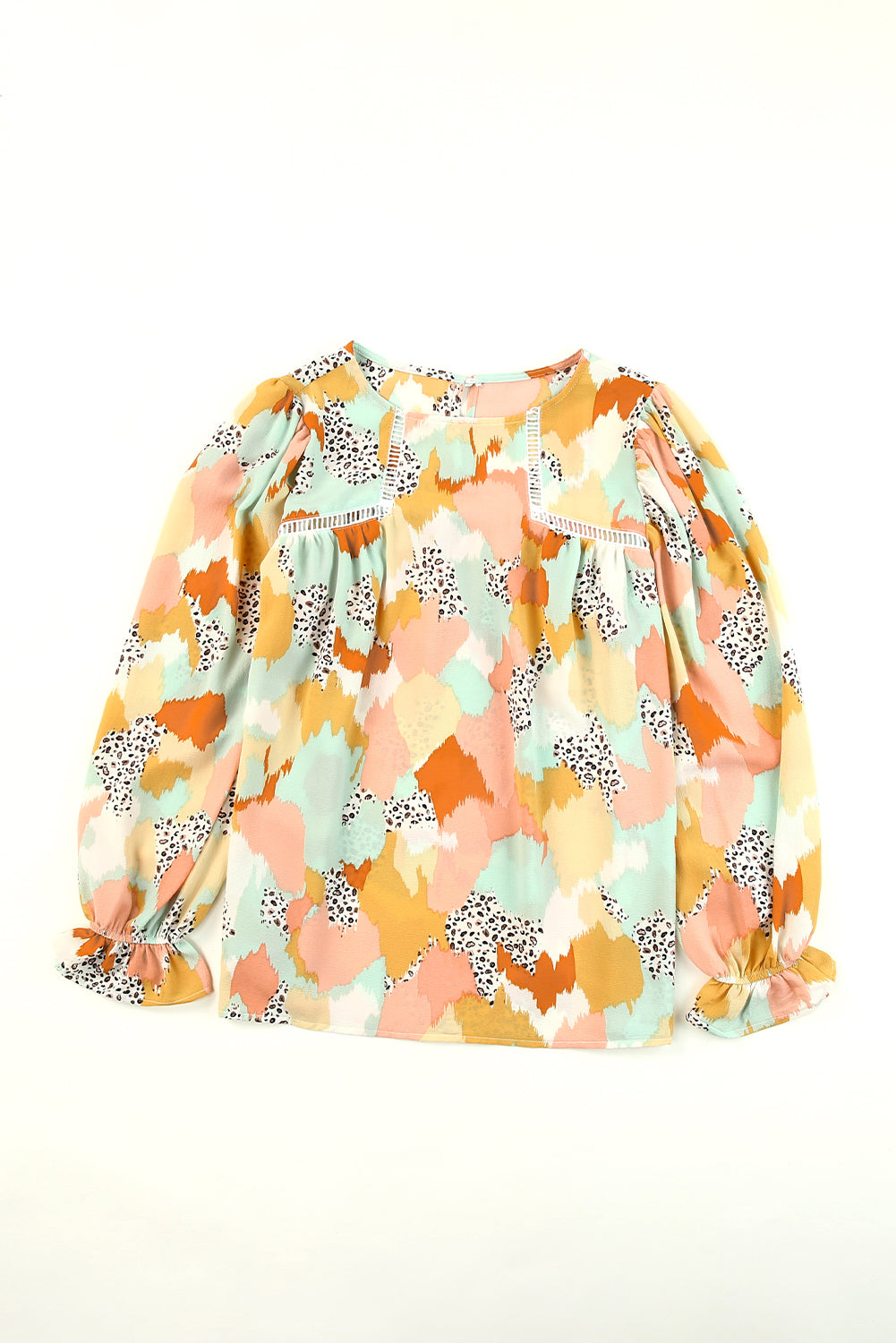 Blusa de manga larga con estampado abstracto multicolor