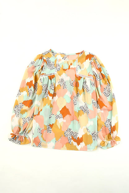 Blusa de manga larga con estampado abstracto multicolor