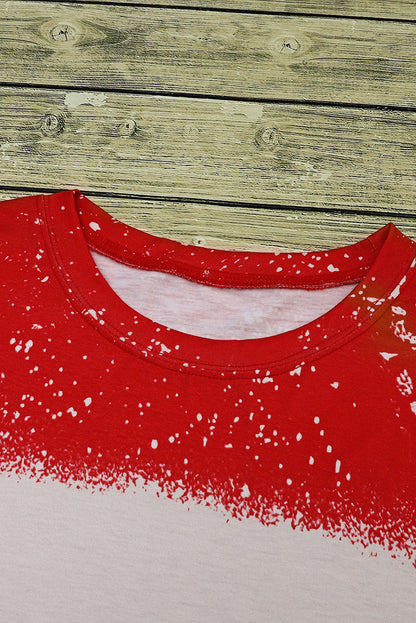 Red Retro Bleached Leopard Spot Pullover