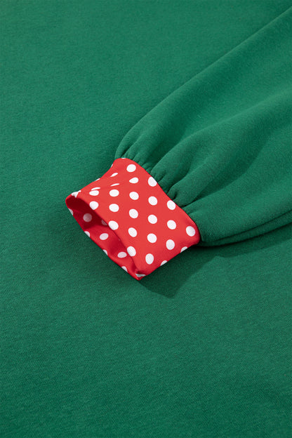 Evergreen Polka Dot Trim Baggy Pullover 2pcs Short Set