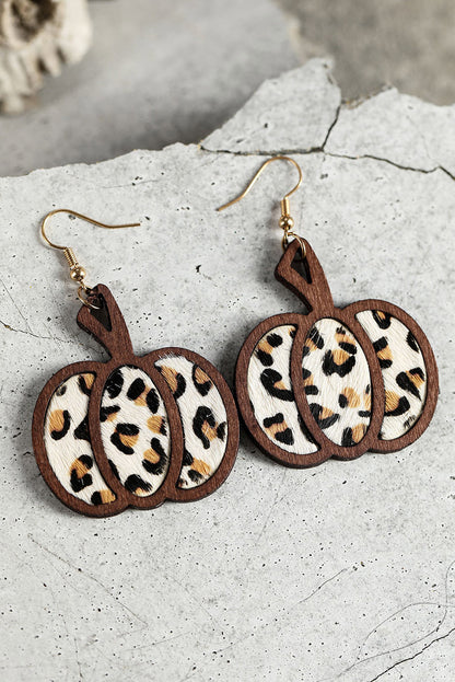 Pendientes colgantes con forma de calabaza con estampado animal multicolor 