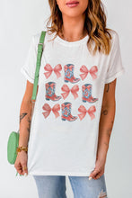 White Bowknot & Cowgirl Boots Graphic Tee
