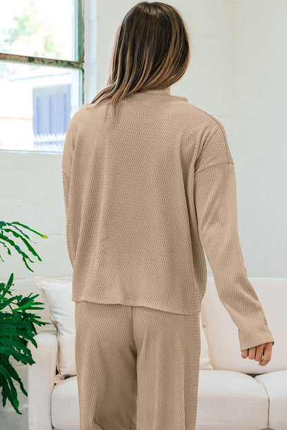 Ensemble pull et pantalon ample texturé gris fumé