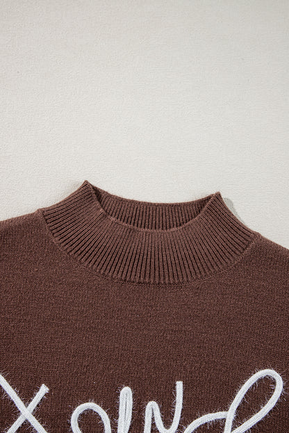 Pull à col montant avec motif de bottes Howdy Western Coffee