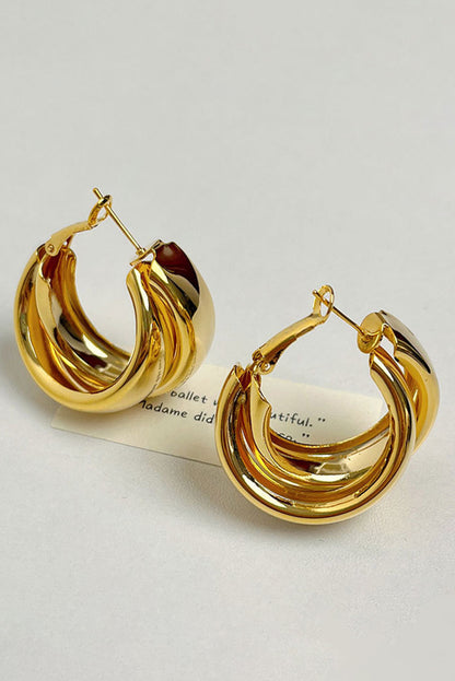 Gold Layered Hoop Studded Earrings