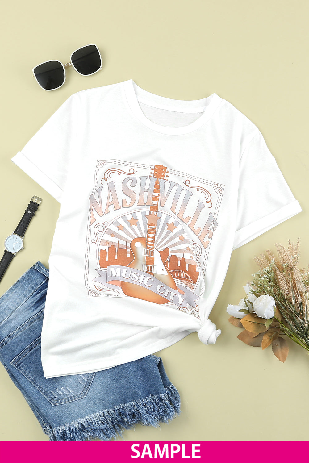 Blank Apparel - T-shirt ras du cou kaki uni personnalisé