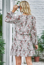 Multicolor V Neck Puff Sleeves Floral Tunic Dress