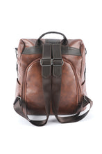 Brown Retro Faux Leather Multi-Functional Zipper Backpack
