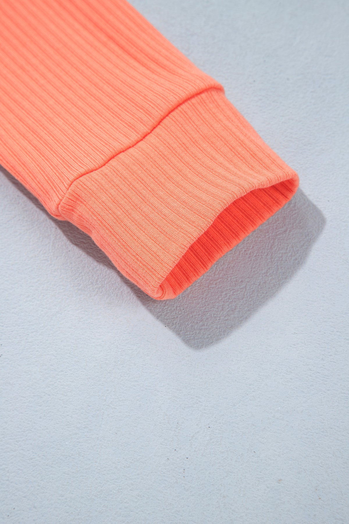 Flamingo V Neck Ribbed Stitched Detail Long Sleeve Top