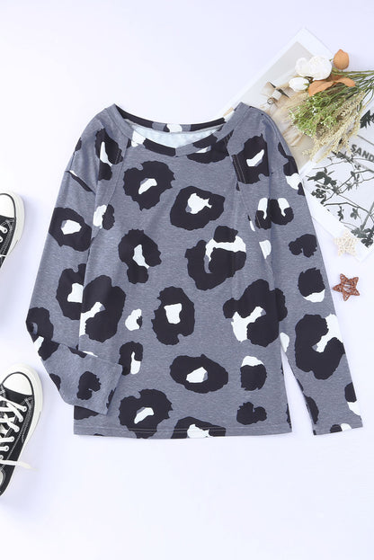 Print Long Sleeve Loose Top